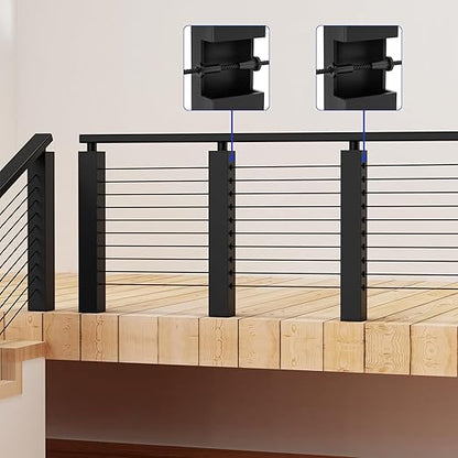BLIKA 120 Pack Black Stainless Steel Protector Sleeves for 1/8" 5/32" or 3/16" Deck Cable Railing, for Wood/Composite Posts, T316 Marine Grade, Black Cable Railing Protector Sleeves