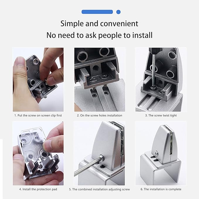 Aluminum Vertical Clamp Partition Board Acrylic Desk Divider Support Clamp for Clear Shield for Desktop Countertop Reception