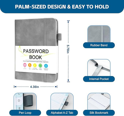 MOSA BEAR Password Keeper Book with Alphabetical Tabs，4.3"x5.7" Small Password Books for Seniors Password Notebook for Internet Website Address Log in Detail(Grey) [Unknown_Binding]