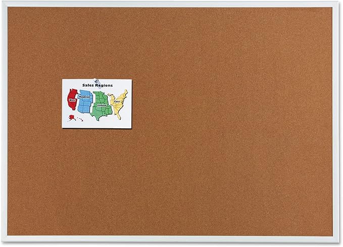 Quartet Cork Board, Bulletin Board, 3' x 2' Corkboard, Aluminum Frame (2303)