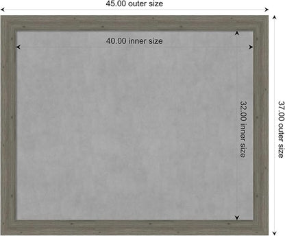 Amanti Art Grey Framed Magnetic Board 37x45 X-Large Vision Board for use with Magnets, 100% Metal Sheet to Display Items as Office Decor or for Home Organization in mudroom, Kitchen or Kids Room