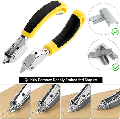 QWORK 4 Pcs Staple Remover Tool and Nail Puller Set, End Cutting Plier, V Tip Tack Pullers, for Furniture Floor Wall Car