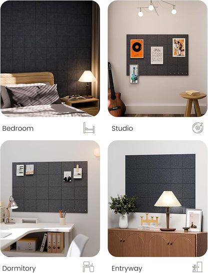 Fluxynara Large Felt Bulletin Board 36" x 24"Cork Board Alternative-6 Pack with 40 Safe Removable Adhesive Tabs, Cork Boards for Walls Cork Board for Home Office Classroom Pin Board-Deep Charcoal Blue