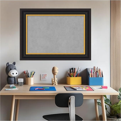 Amanti Art Black Framed Magnetic Board 22x30 Medium Vision Board for use with Magnets, 100% Metal Sheet to Display Items as Office Decor or for Home Organization in mudroom, Kitchen or Kids Room