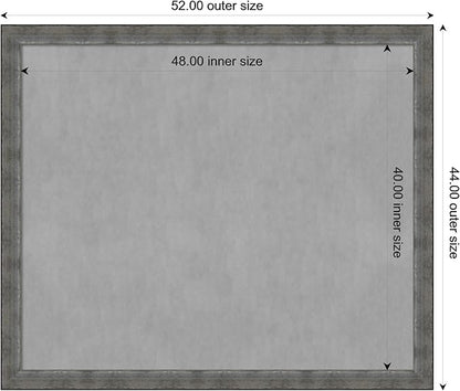 Amanti Art Silver Framed Magnetic Board 44x52 Oversize Vision Board for use with Magnets, 100% Metal Sheet to Display Items as Office Decor or for Home Organization in mudroom, Kitchen or Kids Room