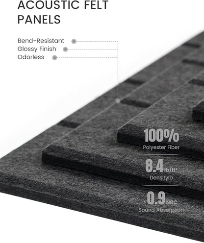 Bumusty Large Cork Board Alternative-47 x35 Felt Bulletin Board Tiles, with 30 Pushpins, 70 Adhesive Tabs, 12-Pack Slat Wall Paneling, Cork Boards for Office Push Pin Board Felt Board-Charcoal Gray