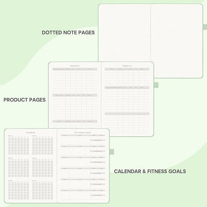 &And Per Se Fitness Workout Journal for Men & Women, Workout Log Book Planner with Daily Diet, Gym Exercise & Training Trackers - Undated, A5 Size, Leather Hardcover (Light Green)