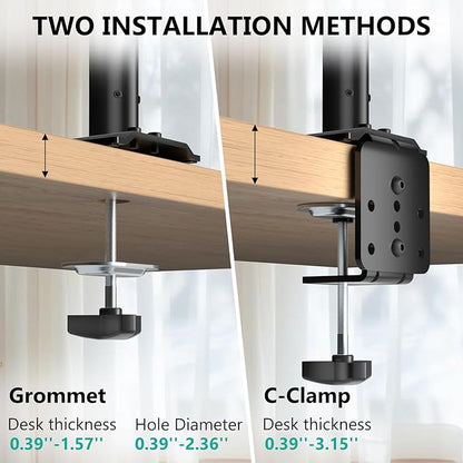 WALI Single Long Monitor Arm - 13 to 32 inch Computer Monitor Arm Desk Mount, Hold up to 19.8lbs, Extra Long Adjustable Stand, Full Motion Tall Arm, VESA 75/100mm, (GSDM001L)