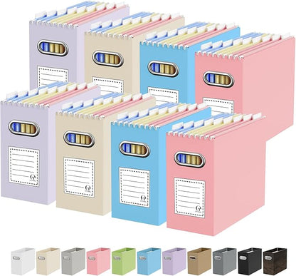 Oterri Cardboard File Organizer Box for Hanging File Folders Letter Size,File Box for Computer Desk,File Cabinet,Working Home,Office,Classroom (Variegated, Letter Size - 8 Packs)