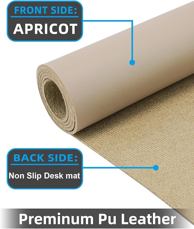 Non-Slip Desk mat,PULeather Desk Pad Protector, Office Desk Mat, Large Mouse Pad,Desk Blotter, Laptop Desk Pad, Waterproof Desk Writing Pad for Office and Home (Apricot, 40" x 17")