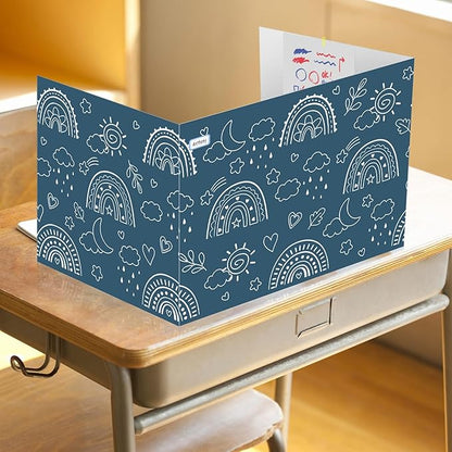 Cinrobiye 24 Pcs Boho Privacy Folders Standard for Students Cardboard Shields Test Privacy Boards Motivational Words Desk Dividers Shield for Classroom School Study Supplies (Boho)