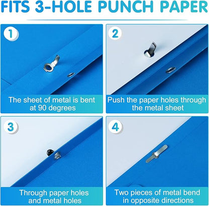 Two Pocket Folder, HERKKA 100 Pack 2 Pocket Folders with Prongs, Business Card Slots Letter Size Paper Folders Designed for Office and Classroom Use, Assorted 5 Colors