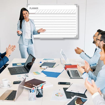 Lincia 36 x24 Make Ready Board Aluminum Frame Dry Erase Board with Lines, Wall-Mounted Whiteboard for Scheduling, to Do Lists & Weekly Planning, Reusable Office Calendar for Home & Work