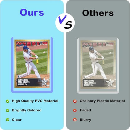 200ct 55pt 3" x 4" Hard Plastic Card Protector - 100ct Hard Card Sleeves and 100ct Soft Card Sleeves for Trading Cards, Clear Open-Top Card Holder, Fits Standard Trading, Baseball, Sport, Game Cards