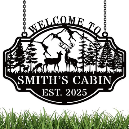 Personalized Deer Hunting Metal Cabin Sign, Custom Outdoor Hunting Decor, Family Name Wall Art, Rustic Hunting Lodge Decor, Deer Hunter Gift, Custom Hunting Room Metal Wall Sign
