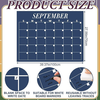 12 Pcs Extra Large Undated Calendar 40‘'x 27.5‘' Large Classroom Wall Calendar 12 Month Big Dry Ease Reusable Planning Yearly Rainbow Planner for Office Home Educational Study Back to First Day Class