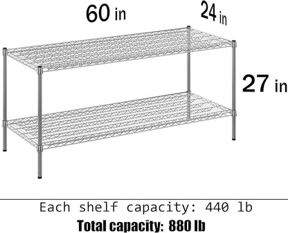 Regal Altair 24" Deep x 60" Wide x 27" Height Wire Shelving Kit | 2-Tier | NSF Commercial Storage Rack Unit