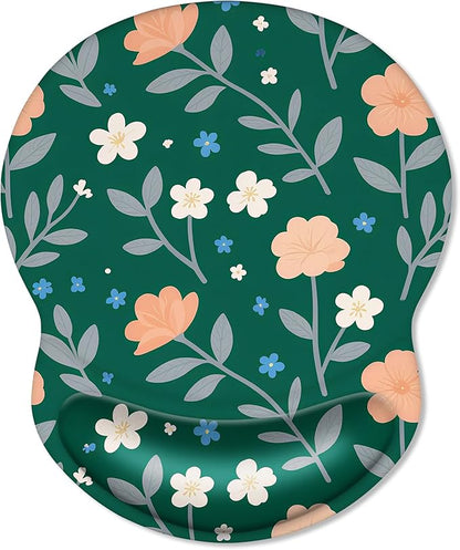 ITNRSIIET Ergonomic Mouse Pad with Comfort Gel Wrist Rest, Non-Slip PU Base, Smooth Textured Surface, Reduces Hand Fatigue & Wrist Pain, 8.7 x 7.2 Inch for Office Gaming Home, VintageBloom