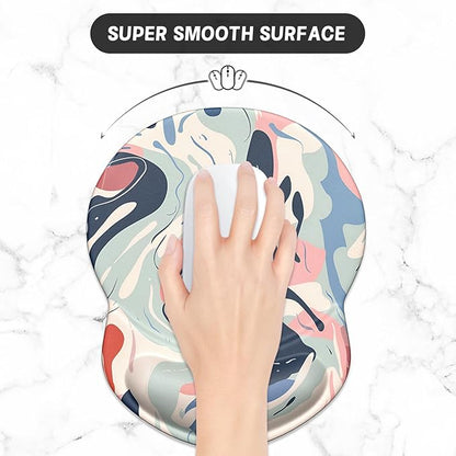 ITNRSIIET Ergonomic Mouse Pad with Gel Wrist Support Small Wrist Rest Smooth Surface Non-Slip PU Base Comfortable Office Supplies Pain Relief, 8.7 x 7.2 inches, Art Style Pattern