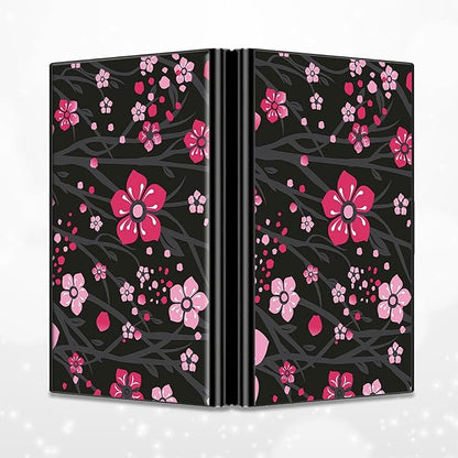 BWEGRHE Slim Credit Card Holder, Pink Cherry Blossom RFID Blocking Metal Wallet for Men & Women, Aluminum Minimalist Hard Case Pocket-Sized Business Cards Organizer (Fits Up to 10 Cards)