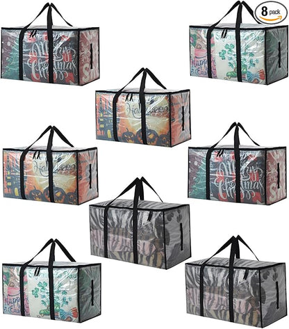 PWRSC Heavy Duty 93L (24.5 Gallon) Stackable Storage Bins with Fully Openable Lids,Moving Bags Heavy Duty, Clear Plastic Totes for Moving Storage, Home Organization, Christmas Decorations 8 pack