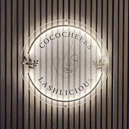 Custom Backlit Logo Sign, Plug/Battery Personalized Led Backlight Metal/Acrylic Sign LOGO for Business Wall, Wall Mount Lighted Signs Customizable for Spa Beauty Studio Office Room Storefront Decor