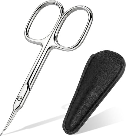 Cuticle Scissors, Curved Fine Tip, Men Women, Silver | Fine curved scissors for eyebrow, eyelash, cuticle and nail grooming. Small precision for manicure pedicure. Men women.