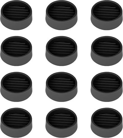 VOCOMO Non Slip Furniture Pads, 1.5' Round Black Rubber Caster Cups, 12 Pcs Anti-Slip Gripper, Anti Slide Floor Protectors for Bed, Couch, Stoppers