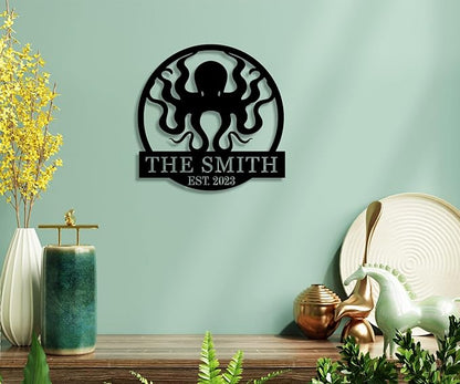 Custom octopus metal signs，personalise octopus wall art，octopus decor，funny octopus metal signs，octopus bathroom decor，personalized metal signs for outdoors