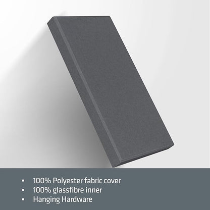 UMIACOUSTICS 4 PCS Acoustic Panels with Hanging Hardware, 2” Thick Fiberglass Sound Proof Panels for Studios, Office, Home Theater Ceiling or Wall- Medium Grey