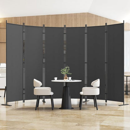 Helios&Hestia 6-Panel 6 ft Tall Indoor Folding Room Divider, Portable Privacy Screen, Freestanding Partition Separator, Temporary Wall Separation for Bedroom, Office, 120" W X 71" H, Dark Grey
