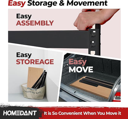 HOMEDANT 5 Tier Storage Shelves Adjustable Laminated Boltless Garage Metal Shelving Unit Heavy Duty Utility Rack Shelf Warehouse Pantry Closet Kitchen (2, (L) 48.1" W, Black)