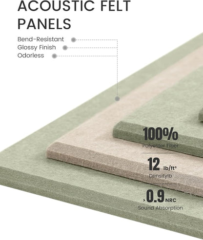 Large Felt Bulletin Board 48" x 36" Cork Board Alternative-12 Pack with 70 Safe Removable Adhesive Tabs, Felt Boards for Walls Bulletin Boards for Home Office Classroom Pin Board-Oatmeal & Sage