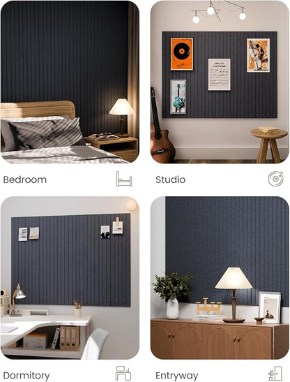 Fluxynara Large Felt Bulletin Board 48" X 36" Cork Board Alternative-12 Pack with 70 Safe Removable Adhesive Tabs, Cork Boards for Walls Cork Board for Home Office Classroom Pin Board -Navy Blue