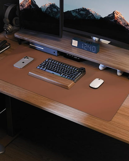 Leather Mouse Pad & Desk Blotter Mat - Non-Slip PU Laptop Desk Pad, Waterproof Writing Pad for Office & Home (Brown, 36" x 17")