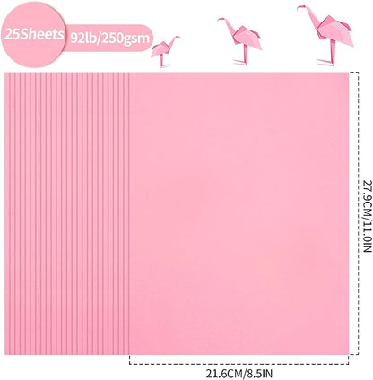 25 Sheets Pink Cardstock - 8.5'' x 11'' Double-sided Cover Card Stock 92lb/250gsm Heavyweight Paper for Art Crafts Scrapbooking Wedding Valentine's Day Cards Party Décor UAP13PK