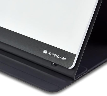 Note Tower LED Color Changing Desktop Whiteboard with Premium PU Leather Stand | Mood Enhancing & Productivity Boosting Dry Erase Light Up Board for Desk | Office, Home, School | Remote & App Control