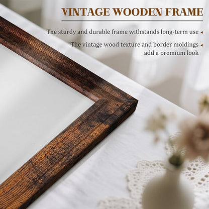 Large White Board for Wall, 36'' x 24'' Magnetic Dry Erase Board, Decorative Whiteboard, Brown Vintage Wooden Frame