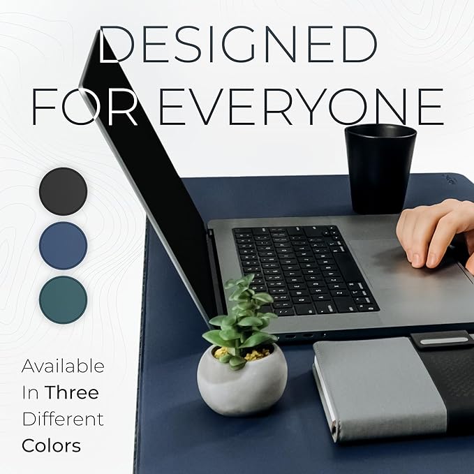 Nordik Felt and Leather Desk Mat Non-Slip - Blue - 35 X 17 Inch - Felt and Vegan Leather Desk Pad - Document Organizers - Desk Blotter and Desktop Mat - Desk Protector Laptop Desk Matt for Desktop