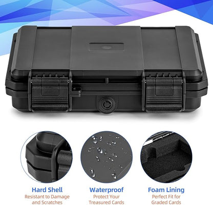 MewVeer Graded Card Case, Trading Card Storage Box, Top Loader Storage Cases with Padlock Hole, Hard Cards Boxes for Sports Cards Hold up to 3 PSA