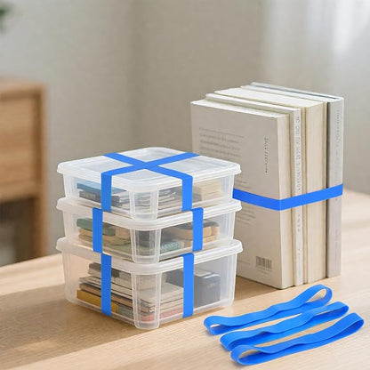 LotFancy Large Rubber Bands, 30Pcs Size #107 Big Wide Elastic Bands, Heavy Duty Blue Long Rubber Bands for Office Supplies
