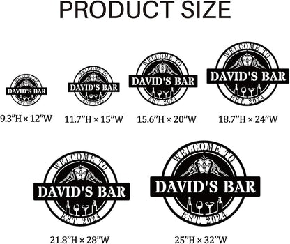 Personalized Bar Sign | Custom Metal Wall Art Decor for Home Beverage Station & Wet Bar | Unique Pub Room Housewarming Gift & Man Cave Accessories