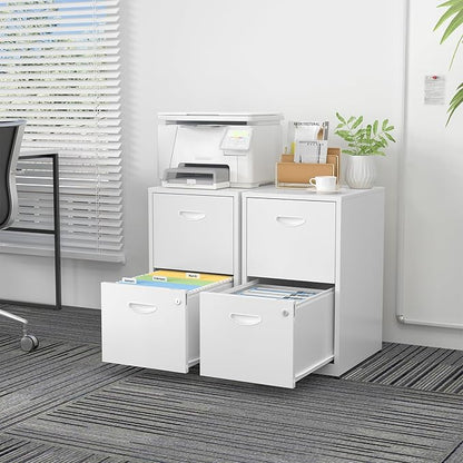 SteeLoong 2 Drawer File Cabinet with Lock,White Metal Office Drawers Filing Cabinets for Home Office, Two Drawer Under Desk File Cabinet for Hanging Letter,Easy Assemble