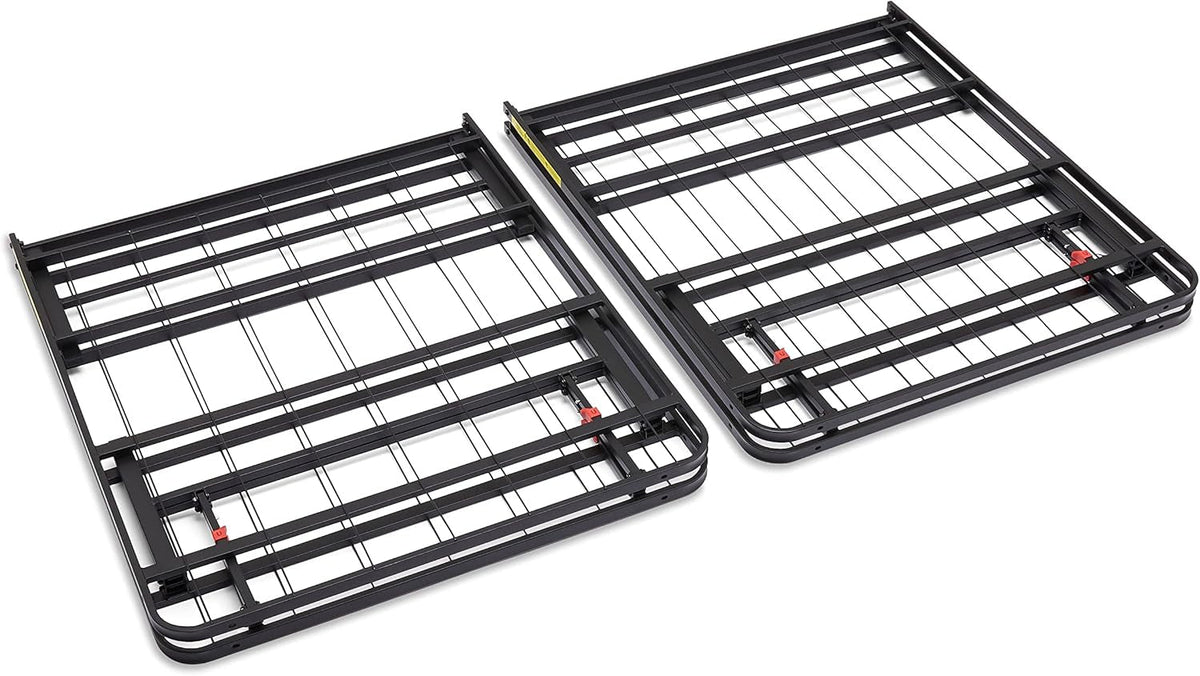 Bed Frame with Storage, Foldable Metal Platform, Sturdy Steel, No Box Spring Needed, 14-Inch High, Tool-Free Setup, Queen Size, Black
