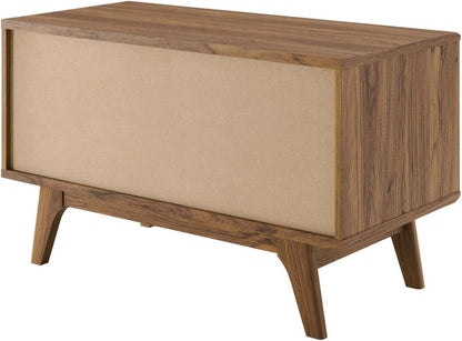 Render Mid-Century Modern 37" Vinyl Record Display Stand in Walnut, 37 Inch