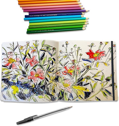 Square-Shaped Sketchbook, 8.3 x 8.3 inches, Lays Flat Flexible Sketch Book for Artists, Ideal for Ink, Water Color, Pen, Pencils, 160 Tear Resistant Pages, Size: Square Medium, Leda Art Supply