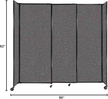 Versare Straightwall Sliding Portable Wall Partition | Freestanding Office Dividers | Locking Wheels | Temporary Room Separator | 7'2'' Wide x 6'10'' Tall Charcoal Gray Fabric Panels