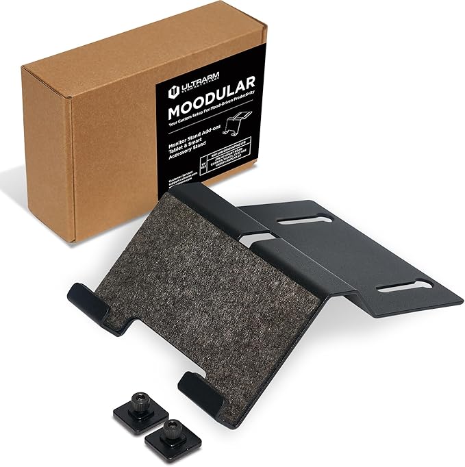 ULTRARM Moodular Add-ons Tablet/Smart Accessory Stand [Accessory Only - Requires Moodular Wooden Monitor Stand Slide Rails for Use] Black MSA-TS