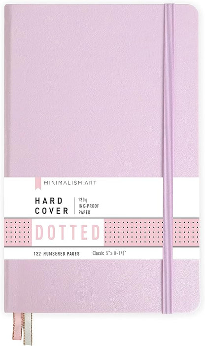 Minimalism Art, Premium Hard Cover Notebook Journal, Classic 5" x 8.3", 122 Numbered Pages, Gusseted Pocket, Ribbon Bookmark, Extra Thick Ink-Proof Paper 120gsm, San Francisco (Dotted, Pink)