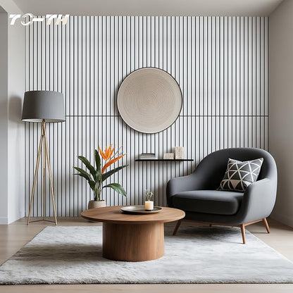 TO-TH Wood-Look Acoustic Panel, 4 Pack 47.2” x 23.6” Soundproof Wall Panels, Decorative Sound Absorbers Large Acoustic Panels for Home, Office, Basement, White Oak
